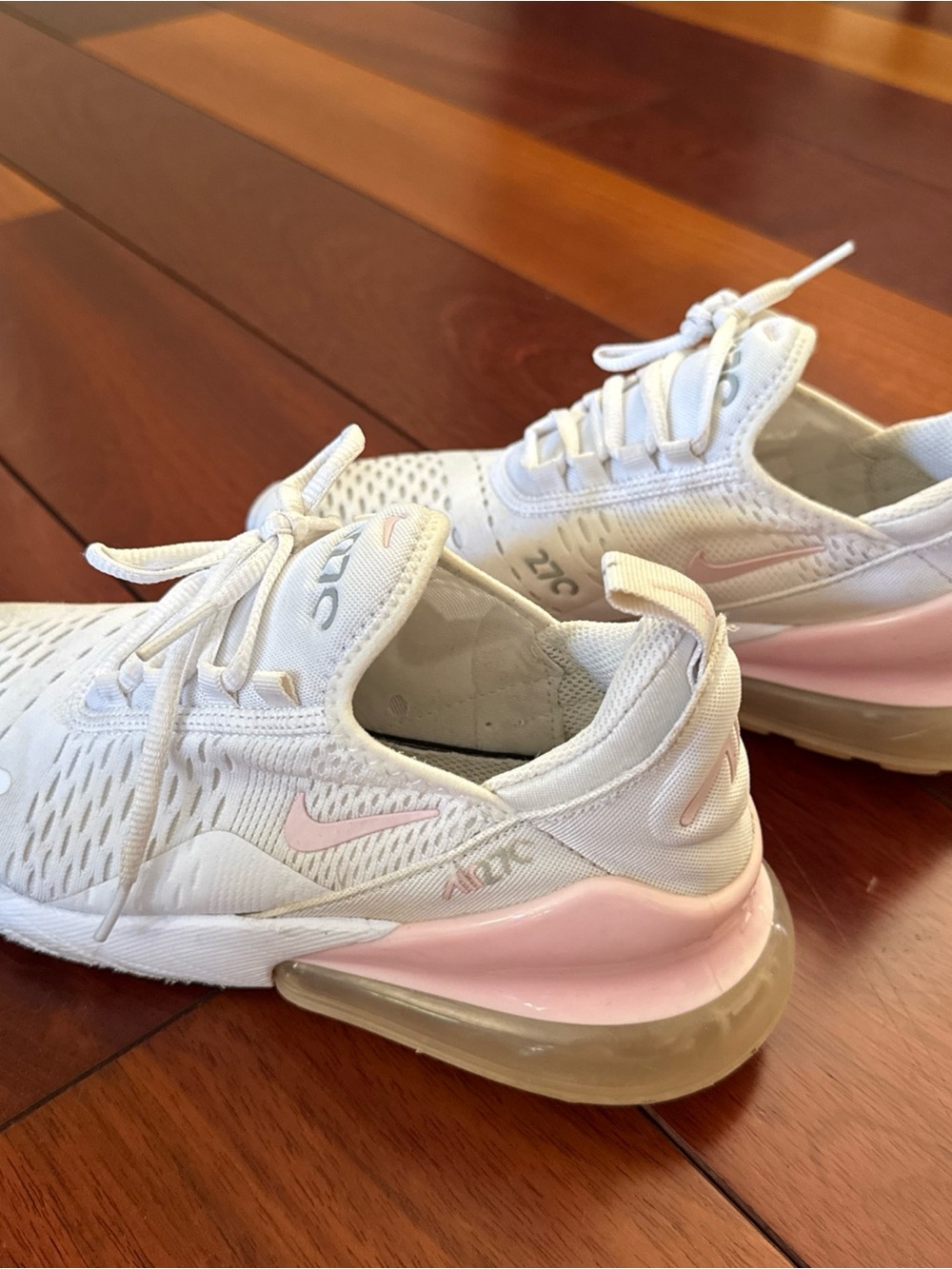 Nike Women's White Sneakers with Light Pink Accents